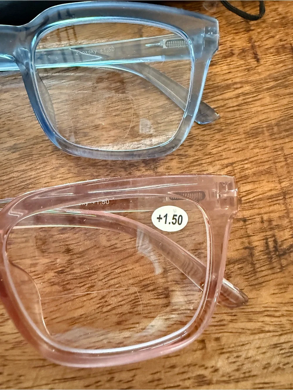 Clear Blue + Blush Pink Square Optical reading glasses 1.50 strength Glasses Duo